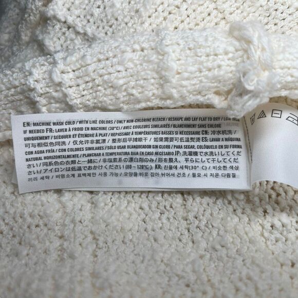 Abercrombie & Fitch Sweater Women's Size Large Cream Waffle Kint V-Neck Sweater - Picture 8 of 8